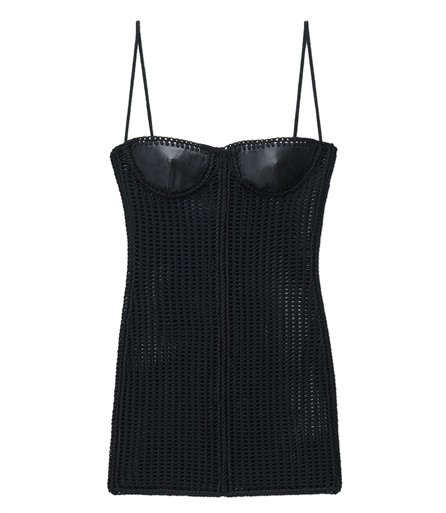 ALEXANDER WANG - CROCHET MINIDRESS WITH LEATHER BUST