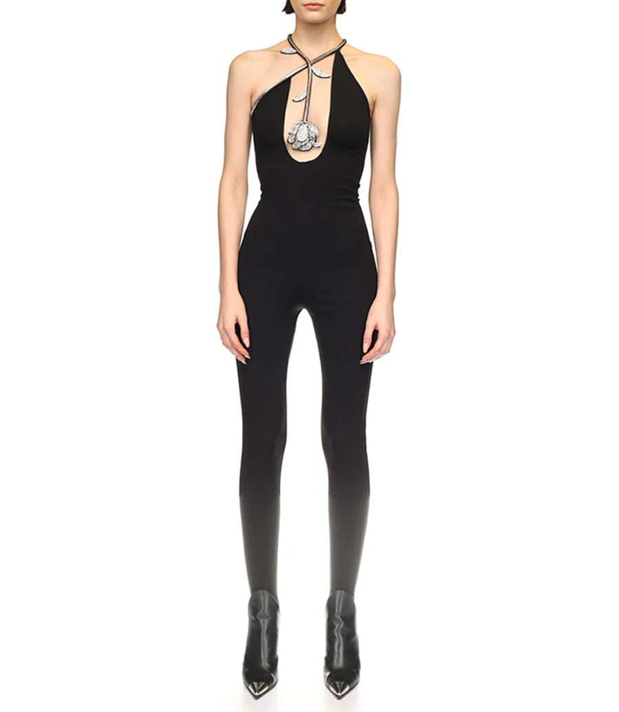 BLACK CRYSTAL ROSE JUMPSUIT