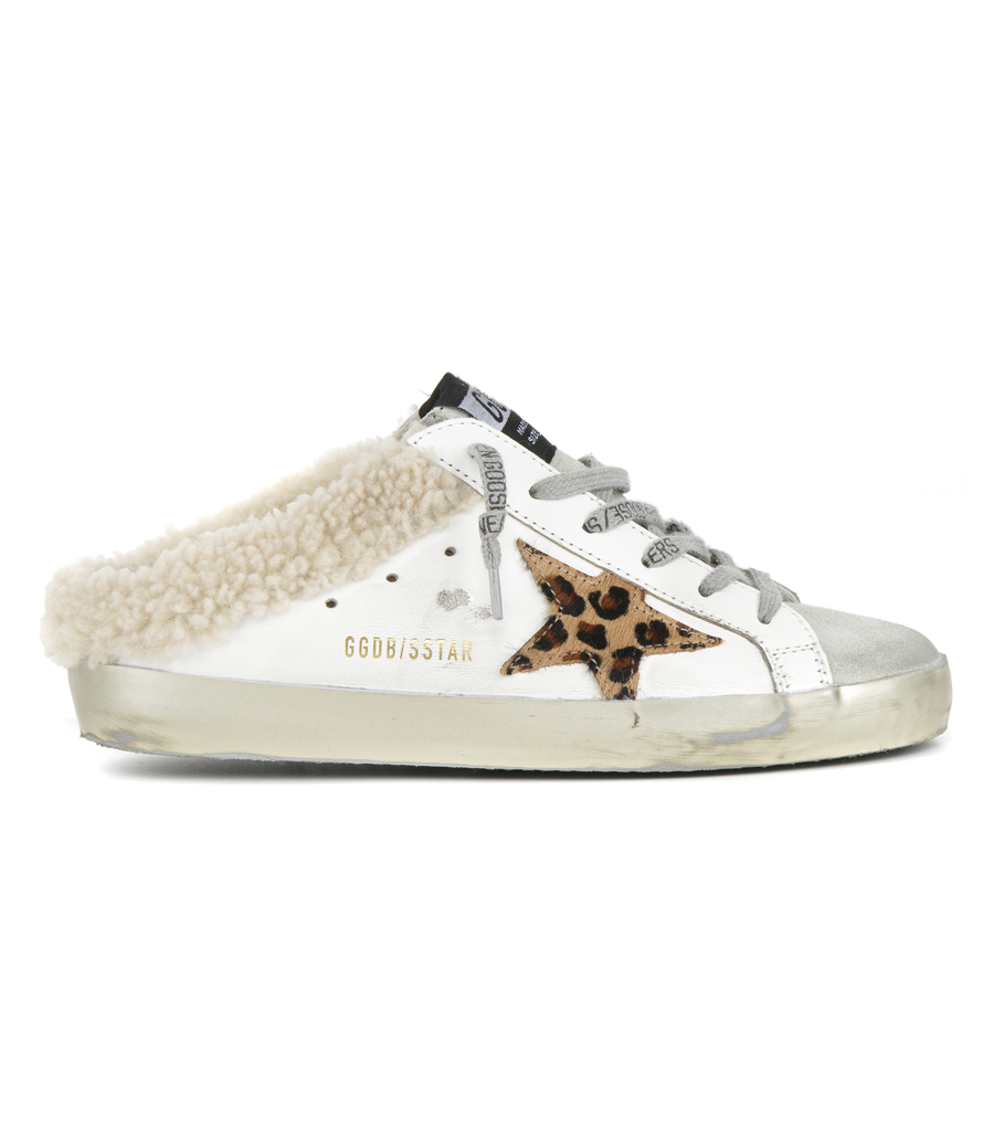 GOLDEN GOOSE  - SPARKLE FOXING SABOT SUPER-STAR