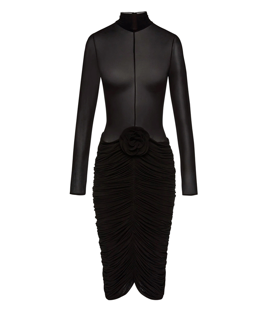 MAGDA BUTRYM - SHEER HIGH NECK MIDI DRESS