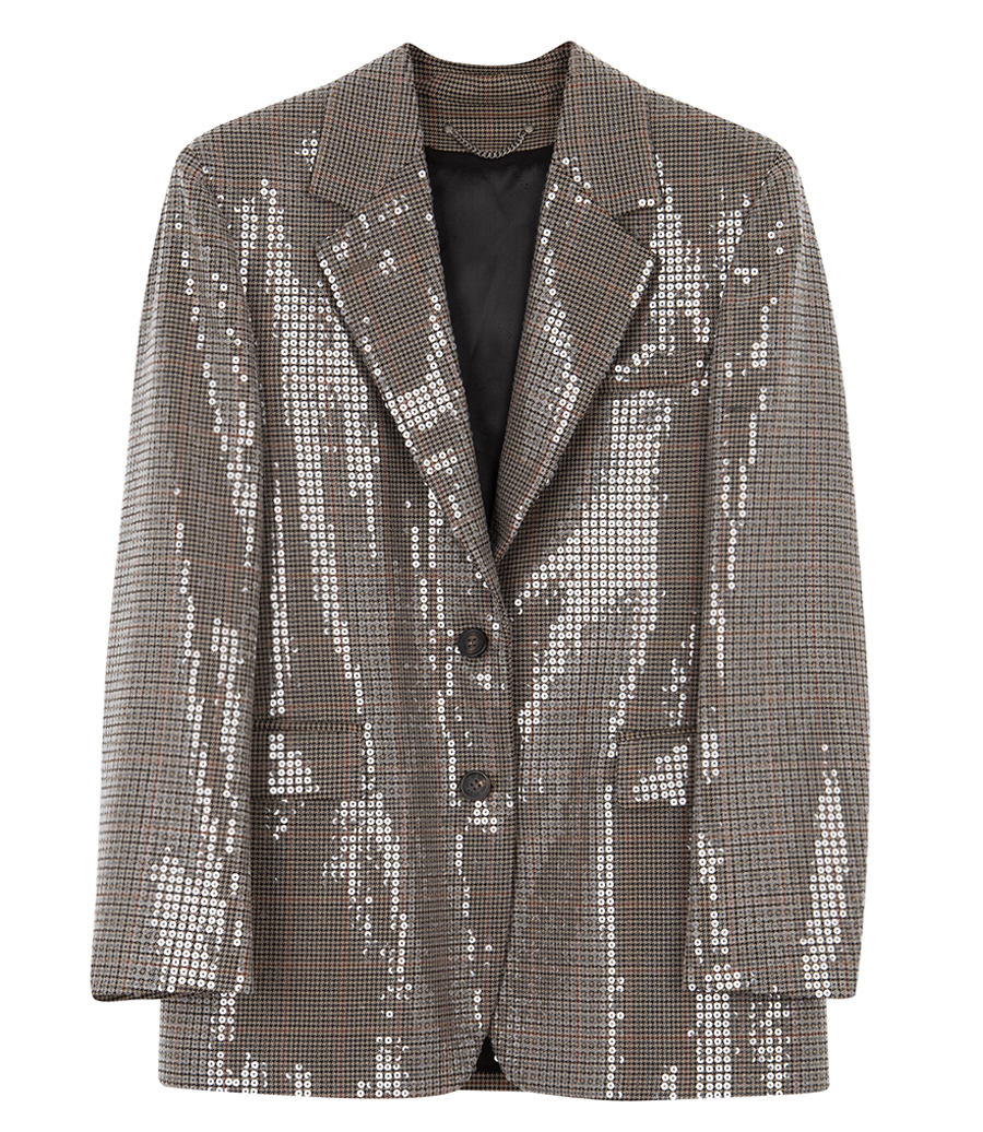 GOLDEN GOOSE  - HOUNDSTOOTH JACKET WITH ALL-OVER SEQUIN EMBROIDERY