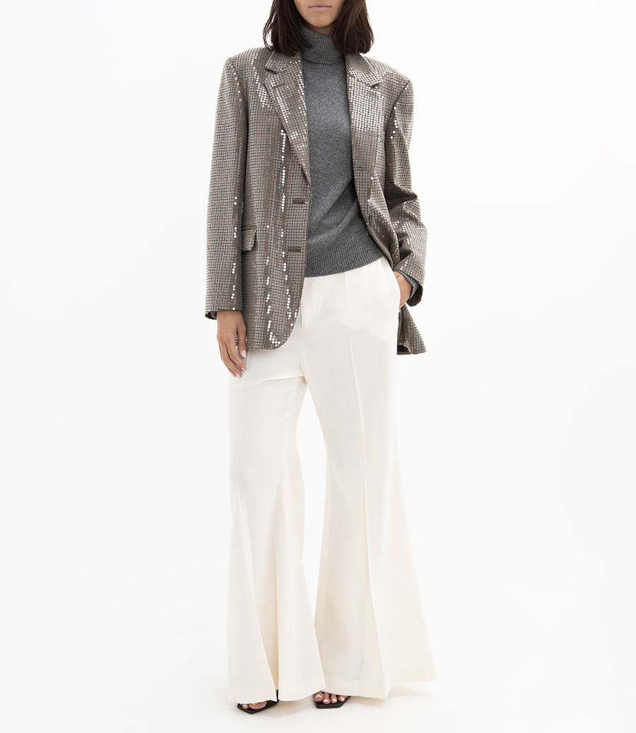 HOUNDSTOOTH JACKET WITH ALL-OVER SEQUIN EMBROIDERY