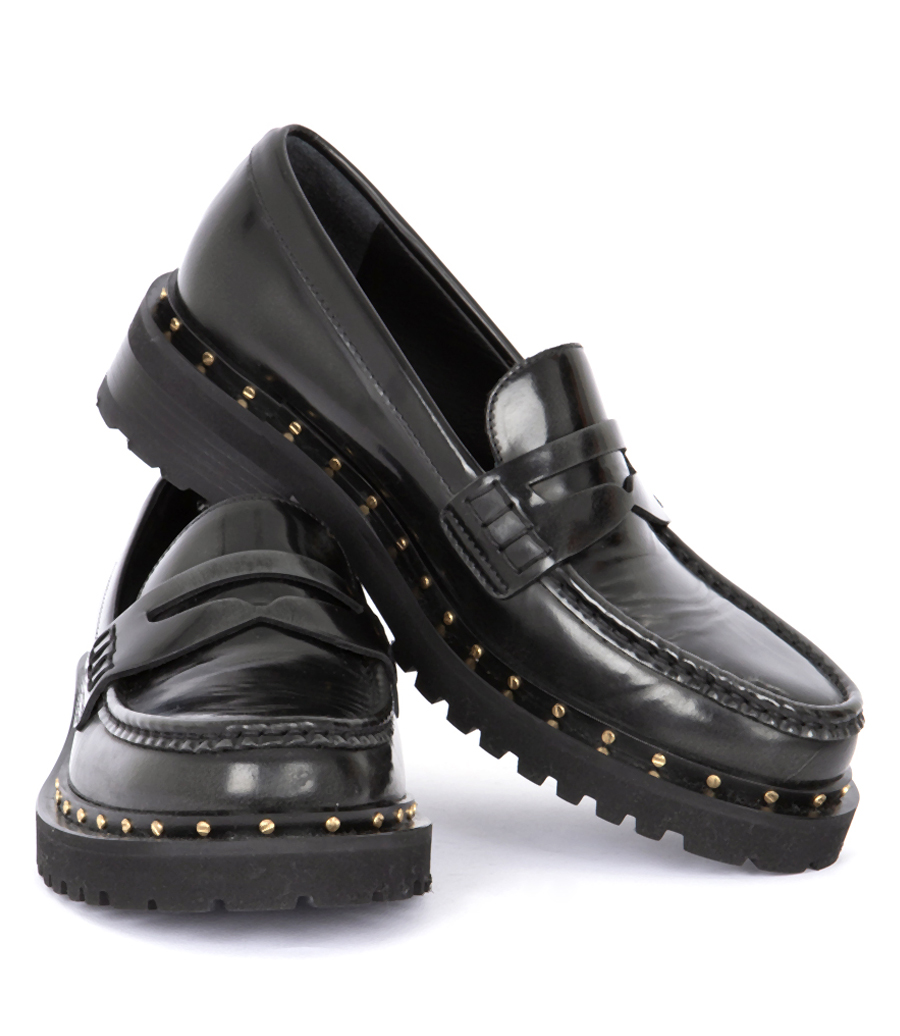 CHUNKY LOAFERS IN STUDDED BLACK LEATHER