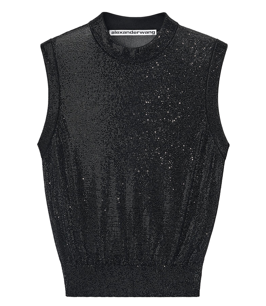 ALEXANDER WANG - MOCKNECK TANK IN CLEAR BEAD HOTFIX