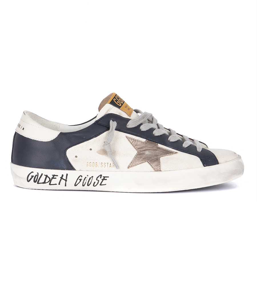 GOLDEN GOOSE  - WHITE & DARK BLUE SUPER-STAR