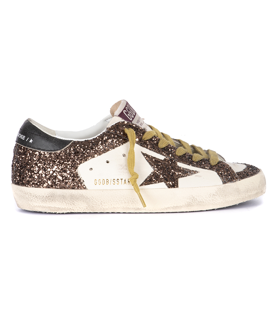 GOLDEN GOOSE  - BROWN GLITTER SUPER-STAR