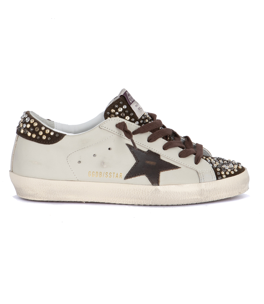 GOLDEN GOOSE  - SUPER-STAR LEATHER UPPER AND STAR SUEDE