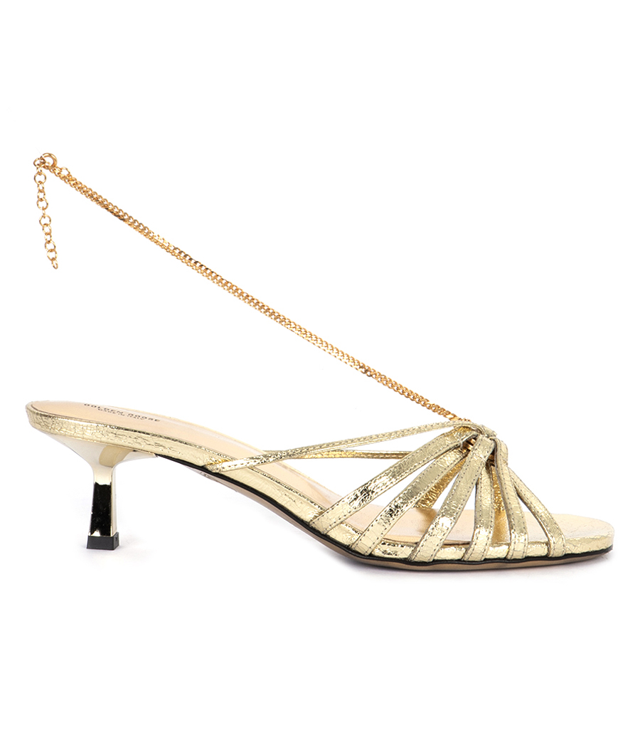 GOLDEN GOOSE  - NICO KITTEN HEEL LAMINATED WRINKLED LEATHER