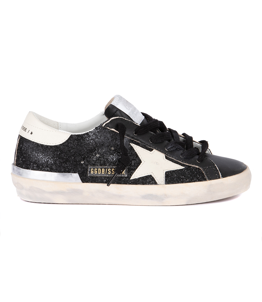 GOLDEN GOOSE  - BLACK GLITTER SUPER-STAR