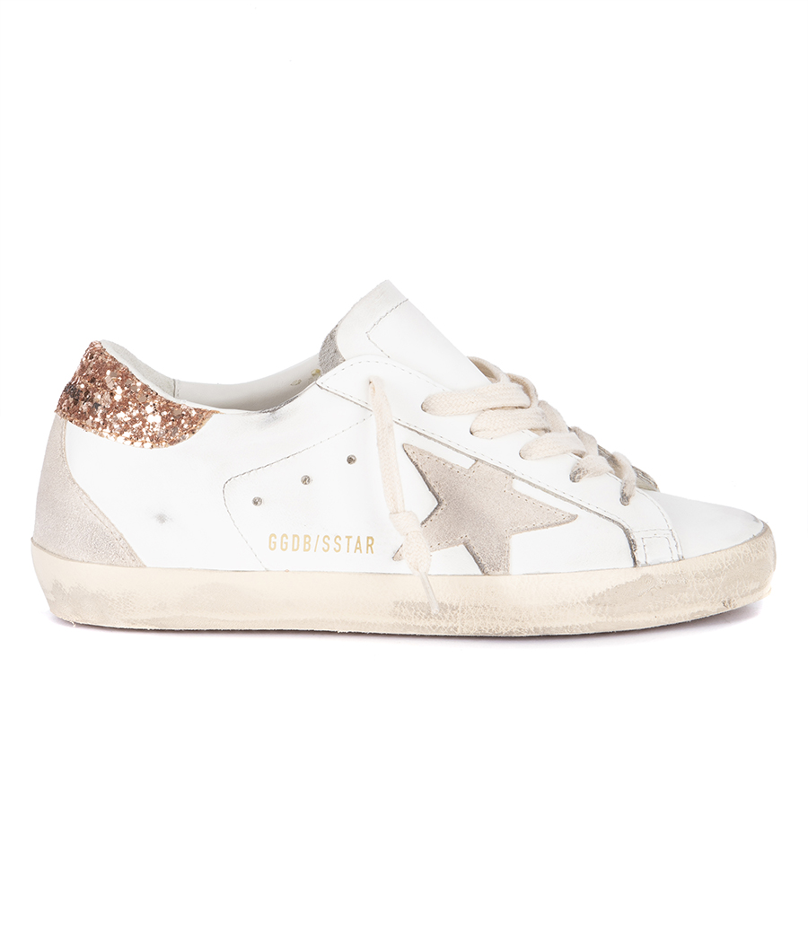 GOLDEN GOOSE  - PEACH GLITTER HEEL SUPER-STAR