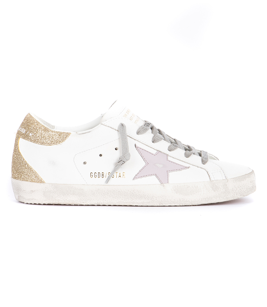 GOLDEN GOOSE  - GOLD GLITTER HEEL SUPER-STAR