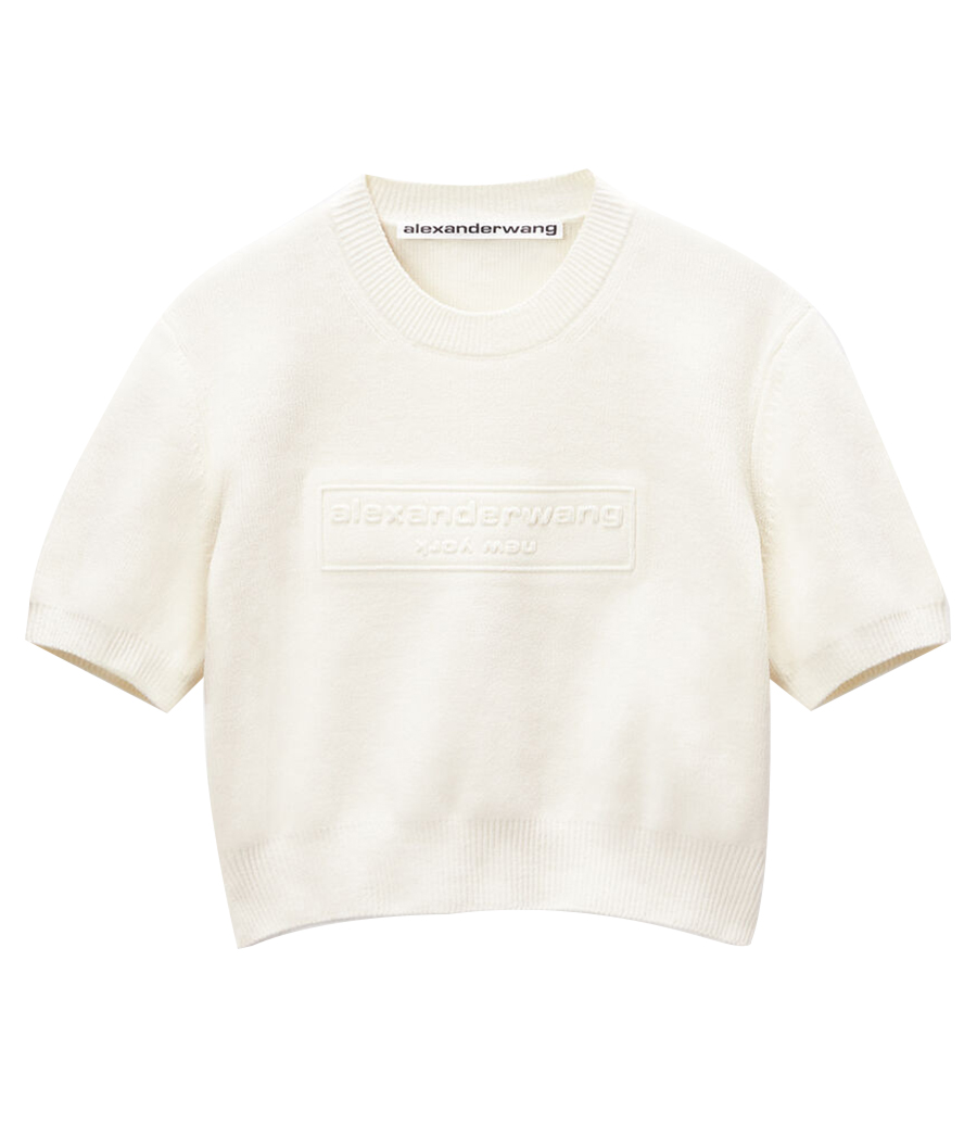 ALEXANDER WANG - EMBOSSED LOGO RIBBED SS TEE