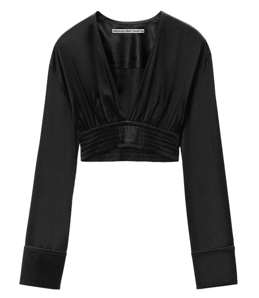 ALEXANDER WANG - CROPPED V-NECK BLOUSE