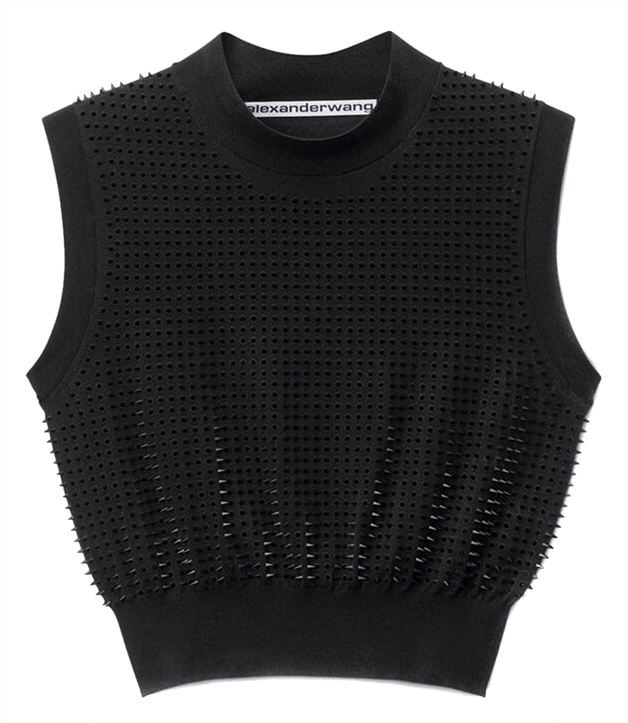 ALEXANDER WANG - CUSTOM 3D-MOLDED SPIKE CROPPED TANK TOP