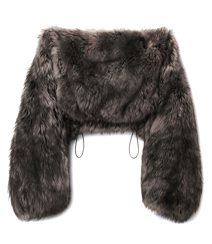 ALEXANDER WANG - OVERSIZE CROPPED SHRUG IN LAMB SHEARLING