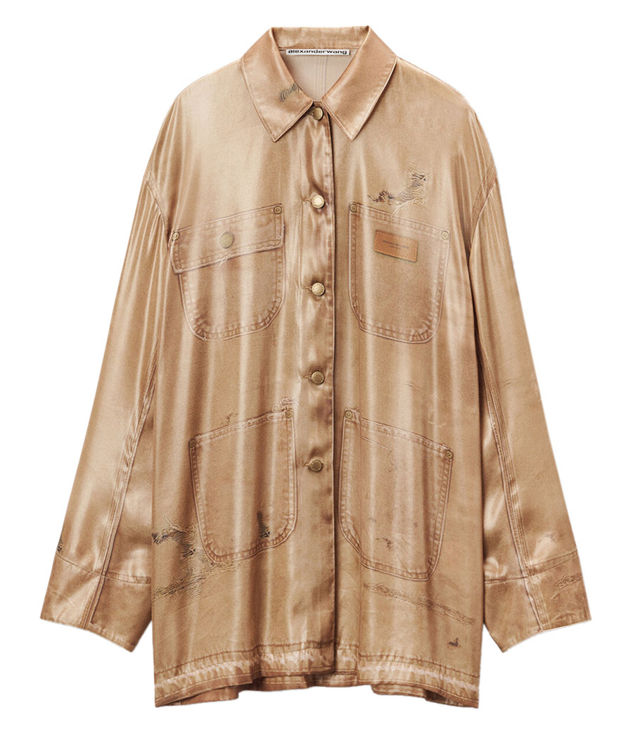 ALEXANDER WANG - OVERSIZED SHIRT IN WORKWEWAR TROMPE-L'OEIL PRINT