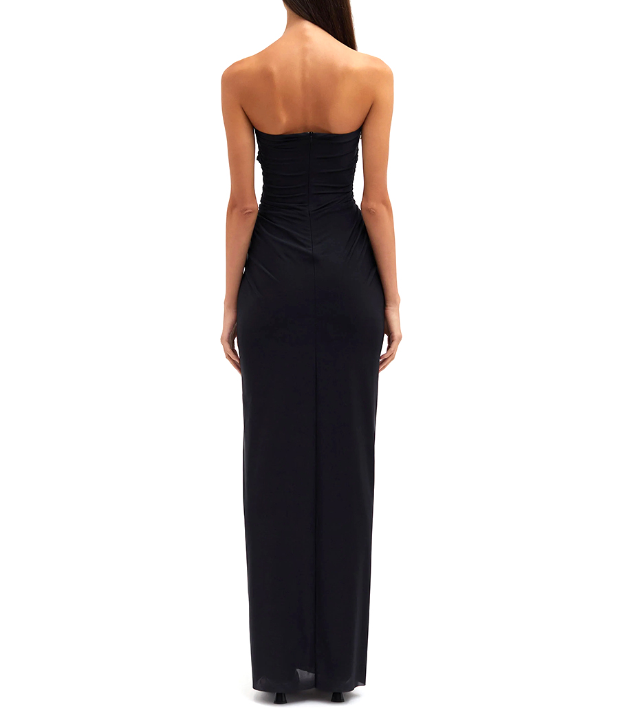 PLUNGE STRAPLESS COLUMN DRESS