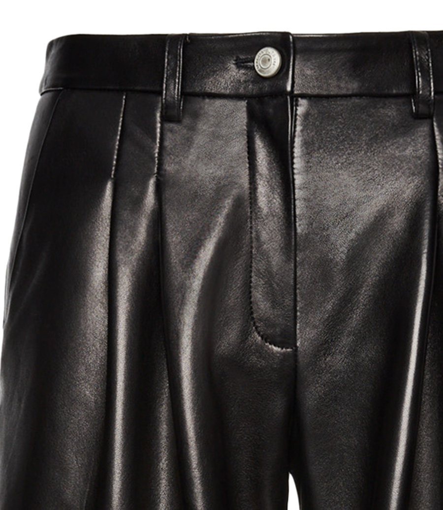 WIDE-LEG TAILORED LEATHER PANTS