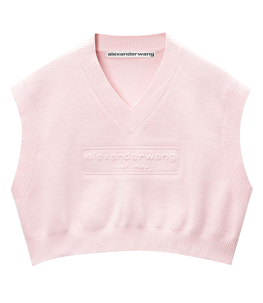 ALEXANDER WANG - LOGO EMBOSSED CROPPED VEST IN SOFT CHENILLE