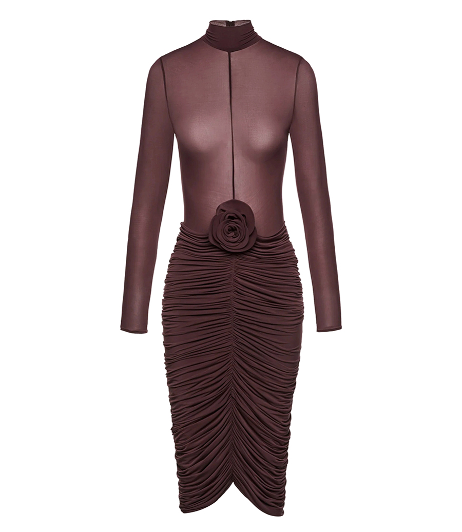 MAGDA BUTRYM - SHEER HIGH NECK MIDI DRESS