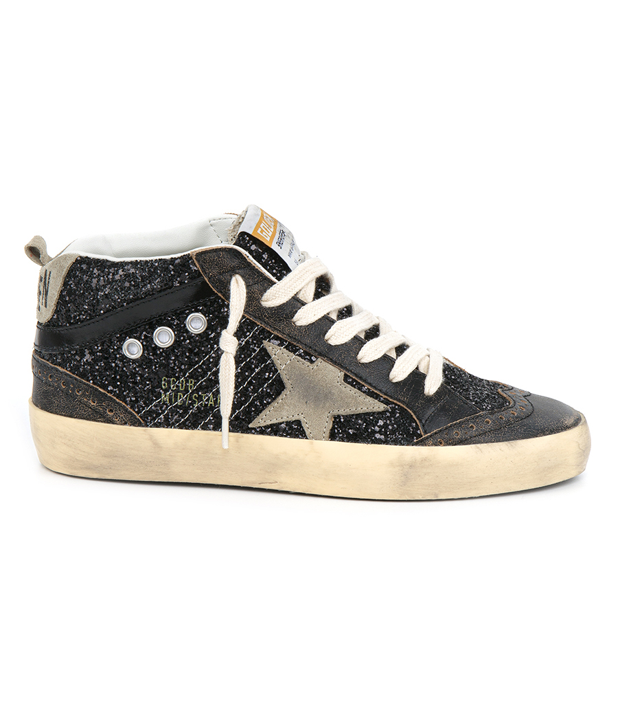 GOLDEN GOOSE  - BLACK GLITTER MID STAR