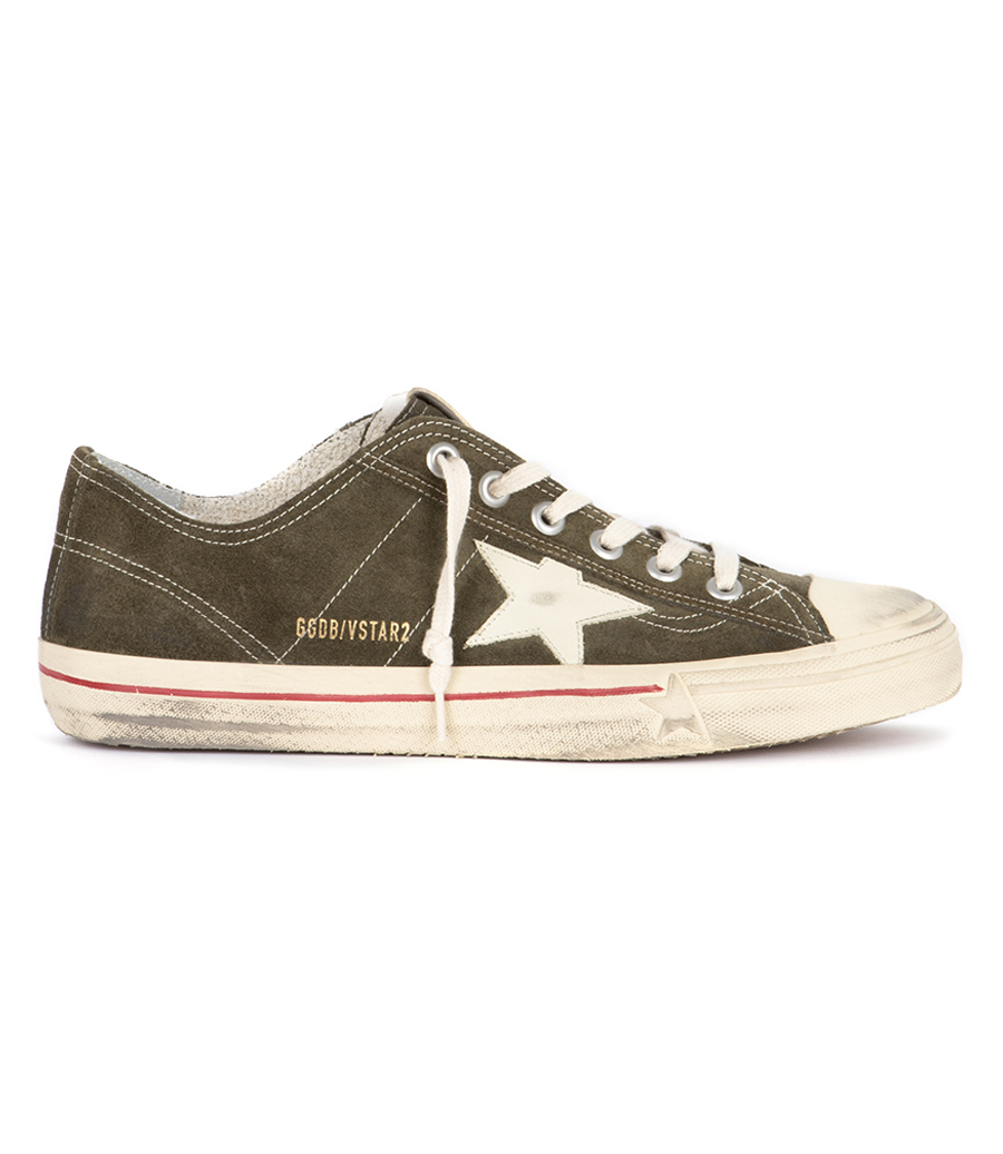 GOLDEN GOOSE  - DARK GREEN SUEDE V-STAR 2