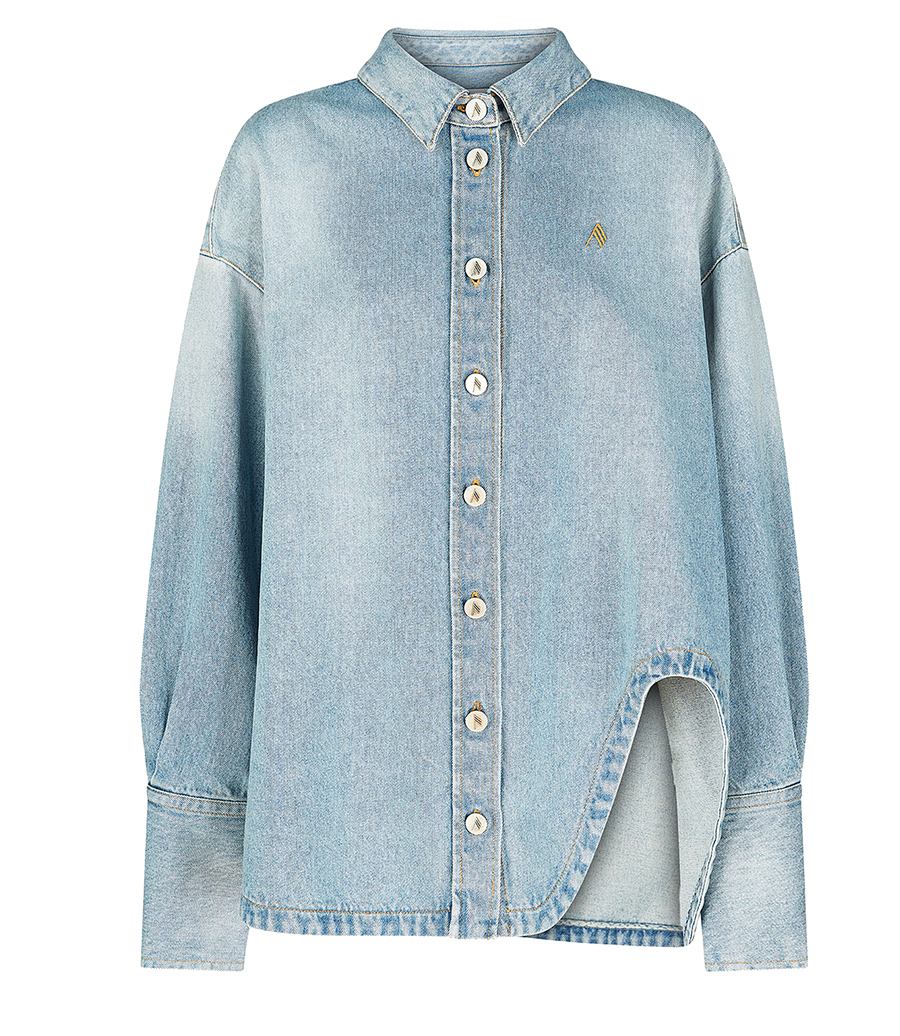 THE ATTICO - LIGHT BLUE DENIM SHORT COAT