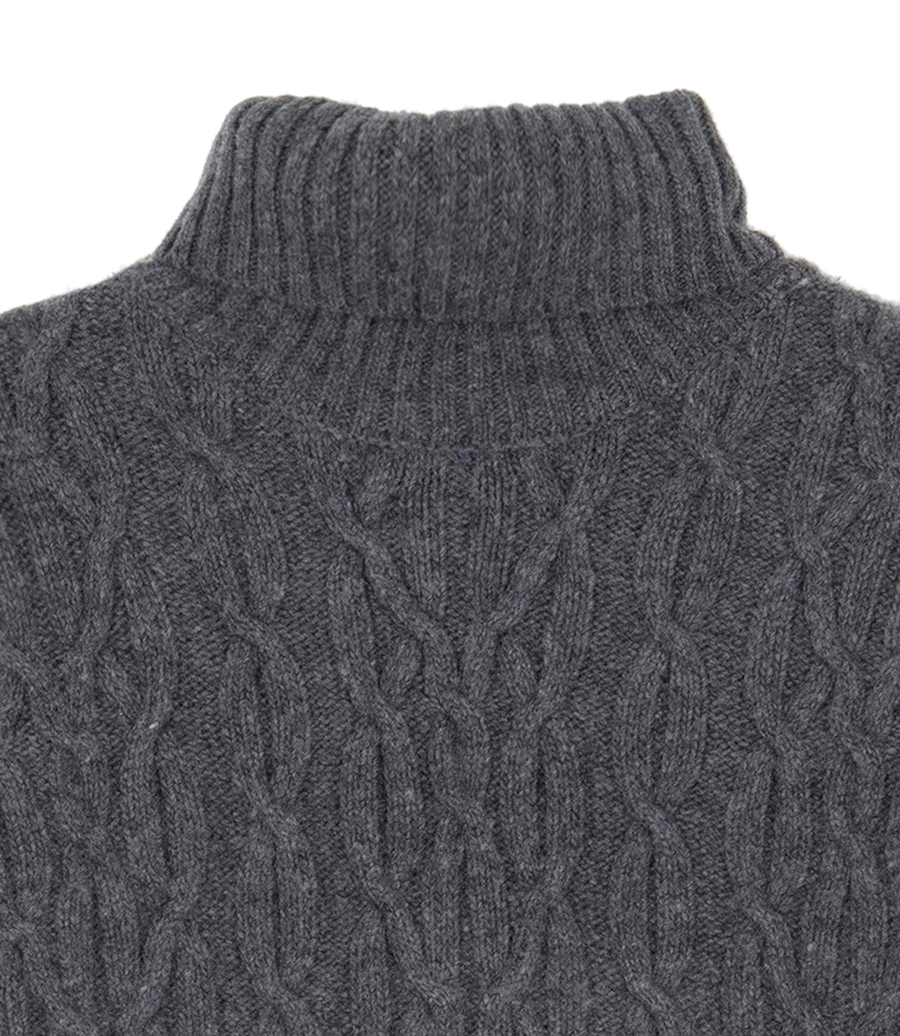 CABLE ROLL NECK PULLOVER