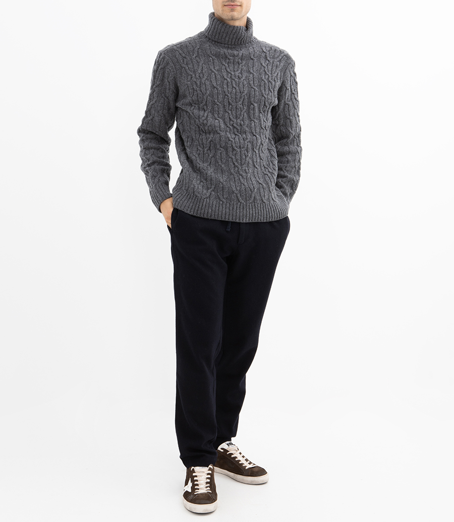 CABLE ROLL NECK PULLOVER