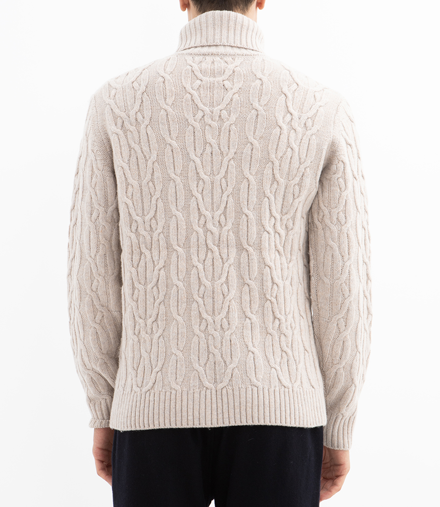 CABLE ROLL NECK PULLOVER