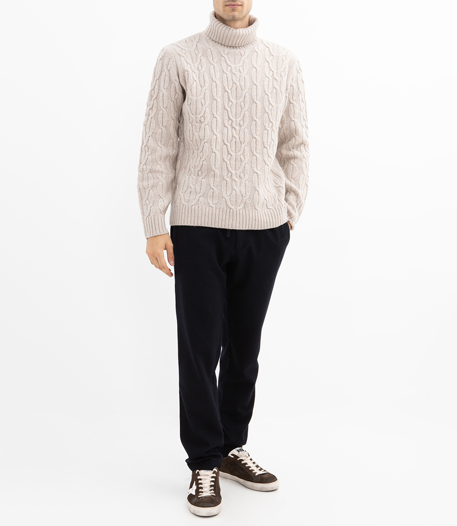 CABLE ROLL NECK PULLOVER