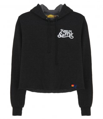 KEEP ON SURFING CROP PULLOVER HOODIE