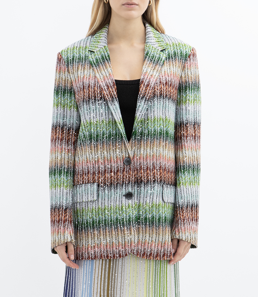 DEGRADE ZIG ZAG KNIT BLAZER WITH SEQUINS