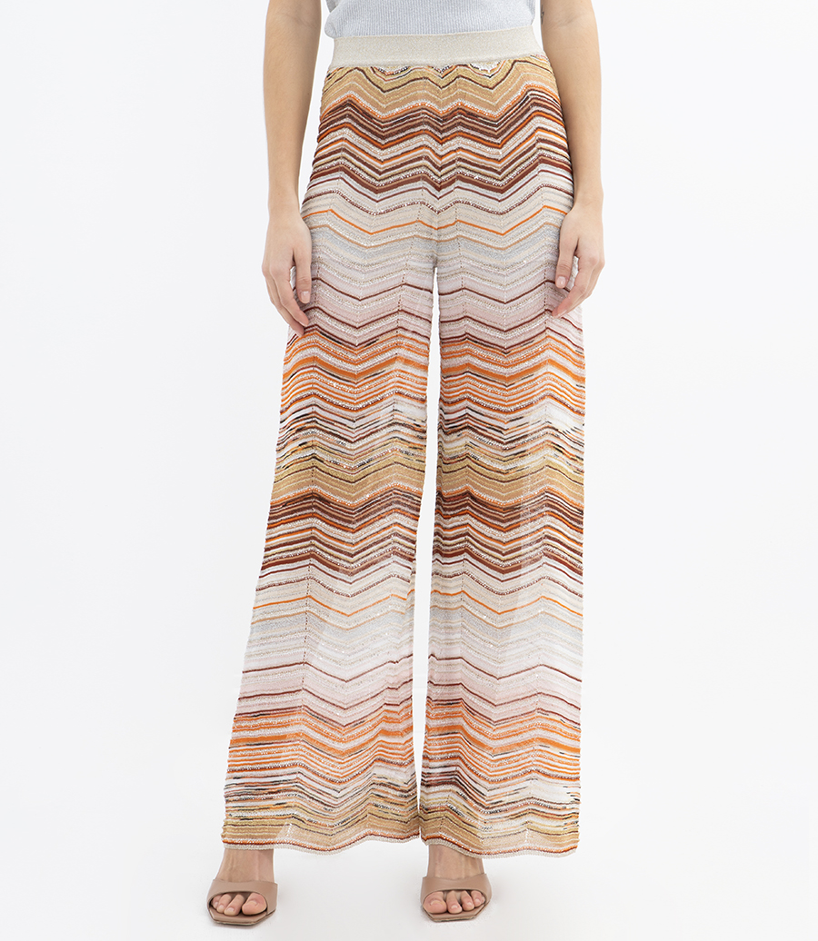 PALAZZO CHEVRON LAME TROUSERS WITH SEQUINS