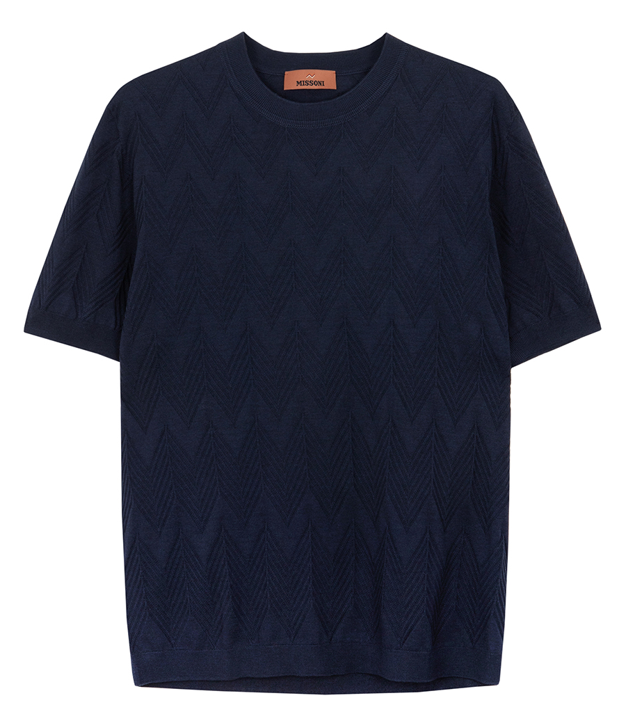 MISSONI - KNIT CREWNECK T-SHIRT WITH 3D CHERVON