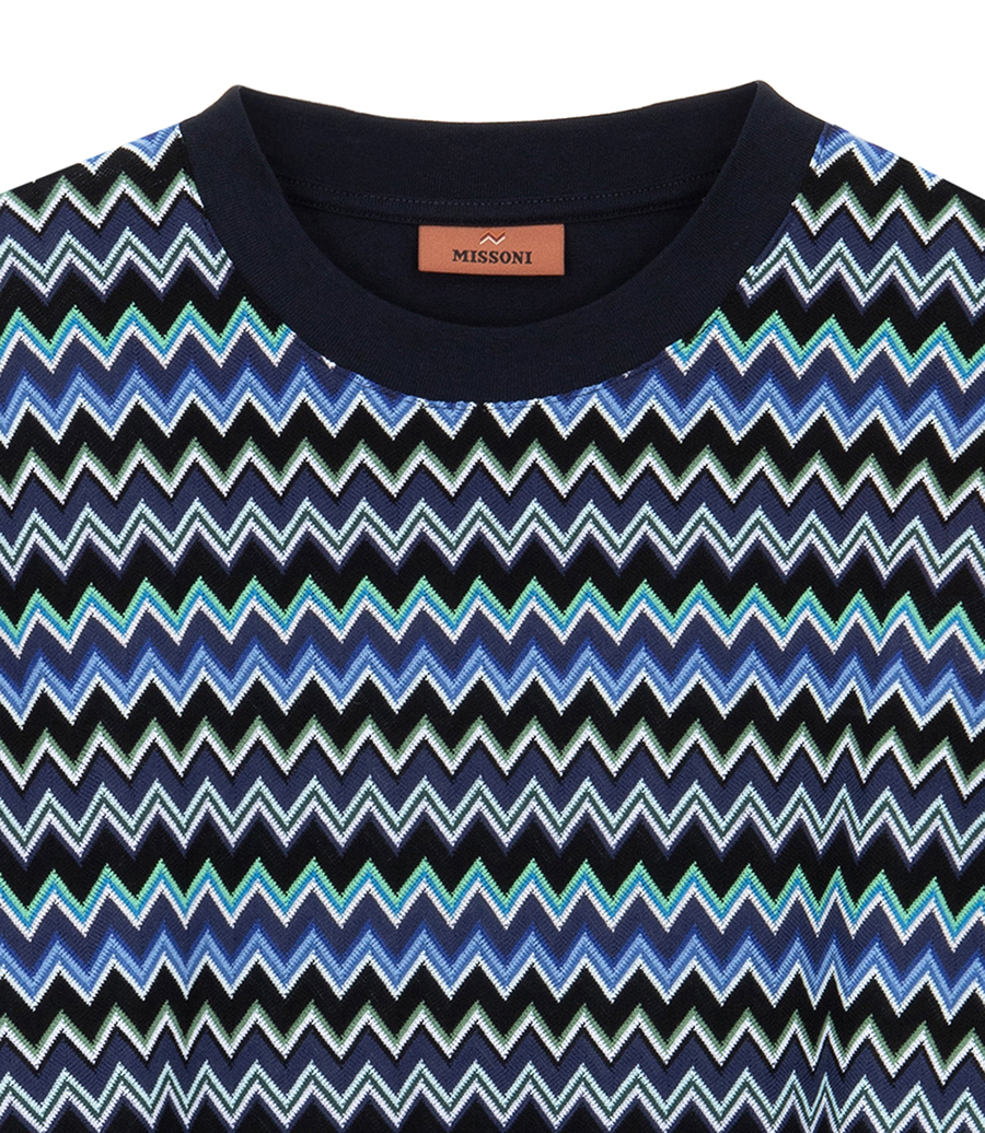 ZIG ZAG CREWNECK T-SHIRT CONTRASTING COLLAR