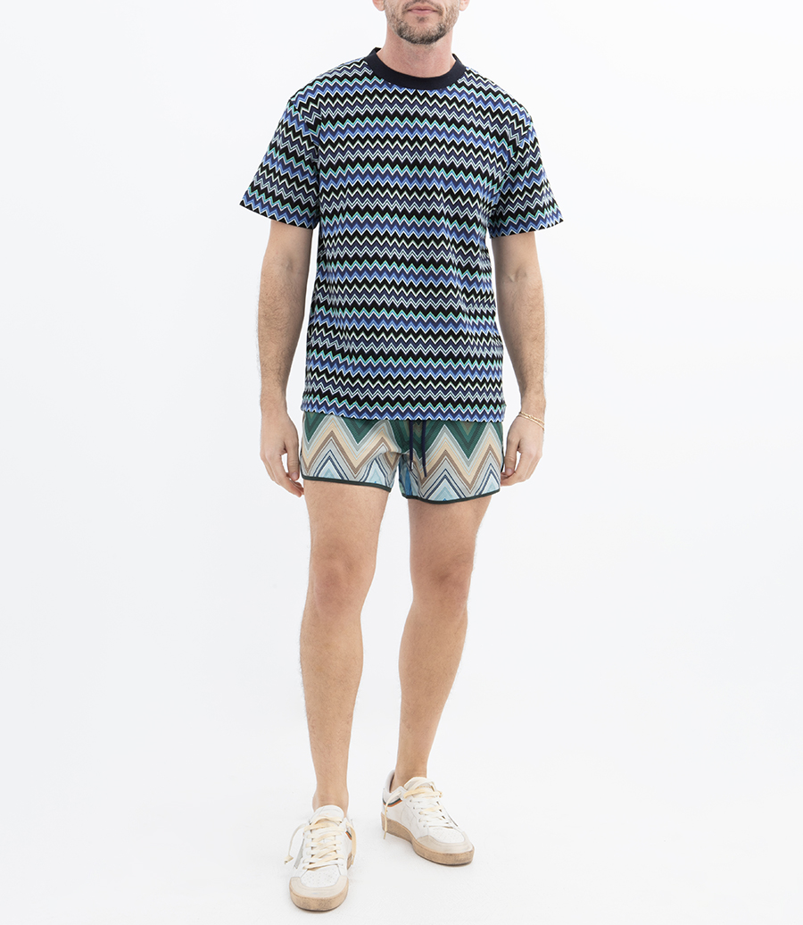 ZIG ZAG CREWNECK T-SHIRT CONTRASTING COLLAR