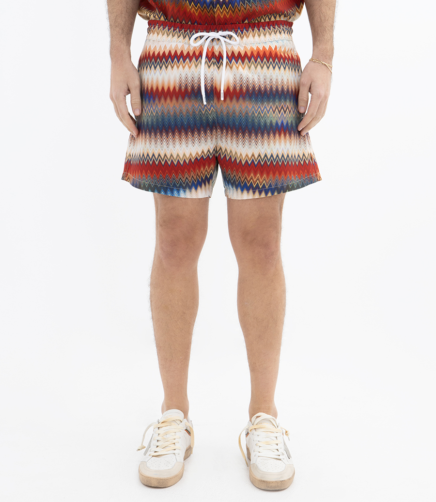 SWIM SHORTS WITH GRADIENT MICRO ZIG ZAG PRINT