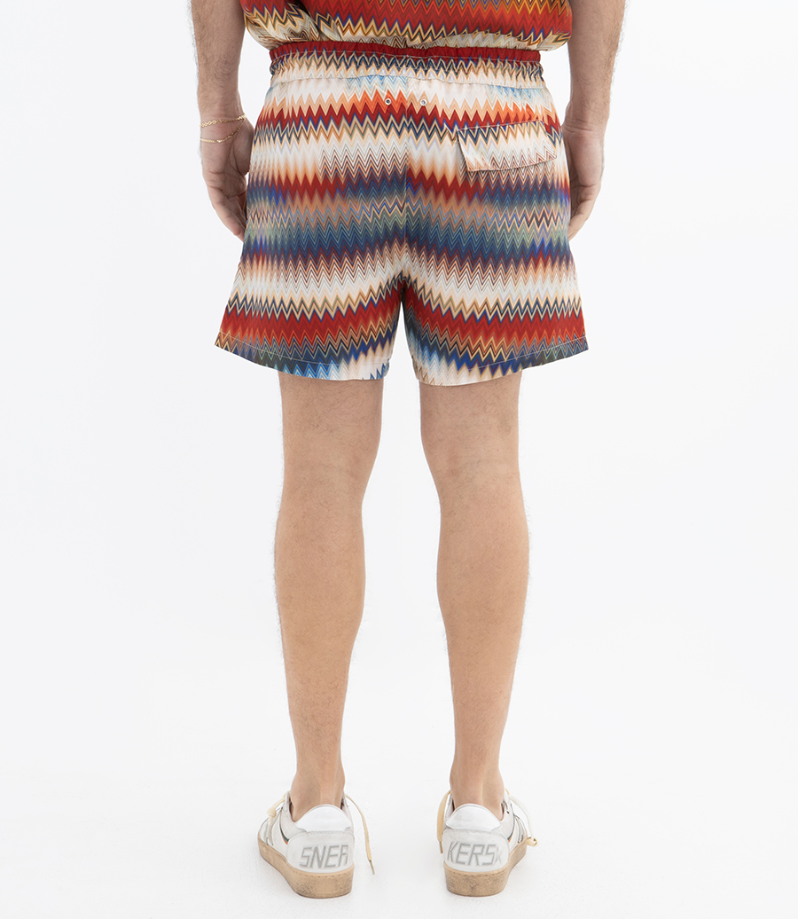 SWIM SHORTS WITH GRADIENT MICRO ZIG ZAG PRINT