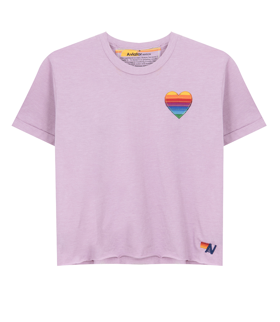 AVIATOR NATION - RAINBOW HEART STITCH BOYFRIEND TEE