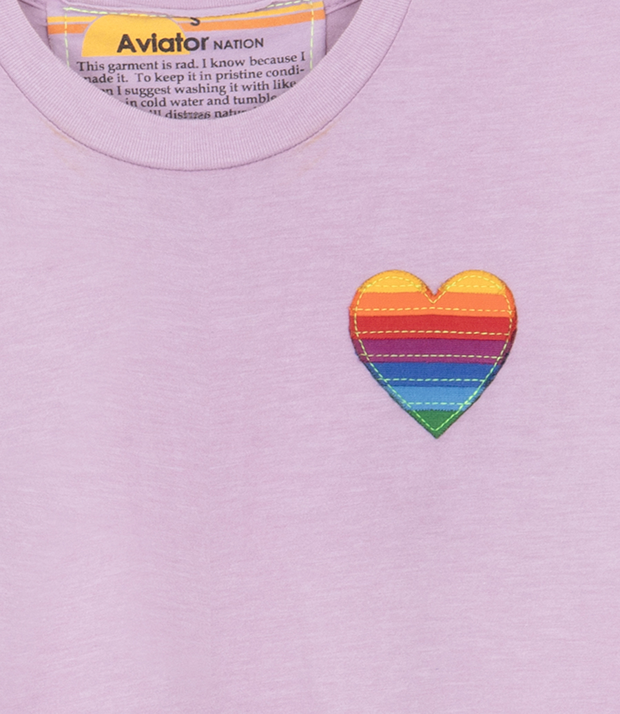 RAINBOW HEART STITCH BOYFRIEND TEE