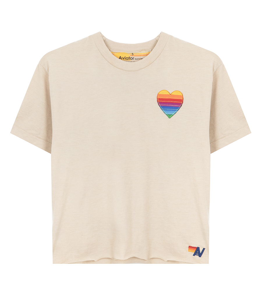 AVIATOR NATION - RAINBOW HEART STITCH BOYFRIEND TEE