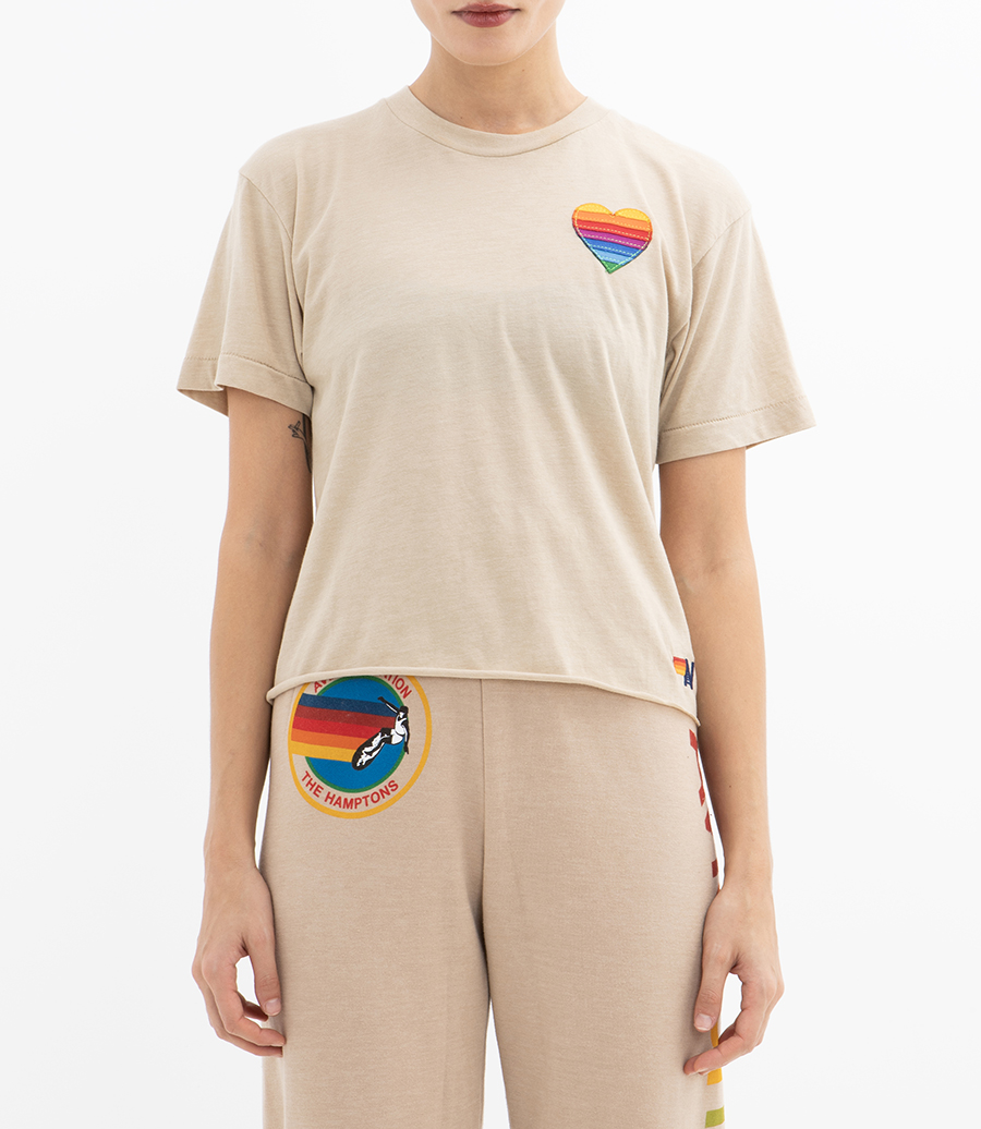 RAINBOW HEART STITCH BOYFRIEND TEE