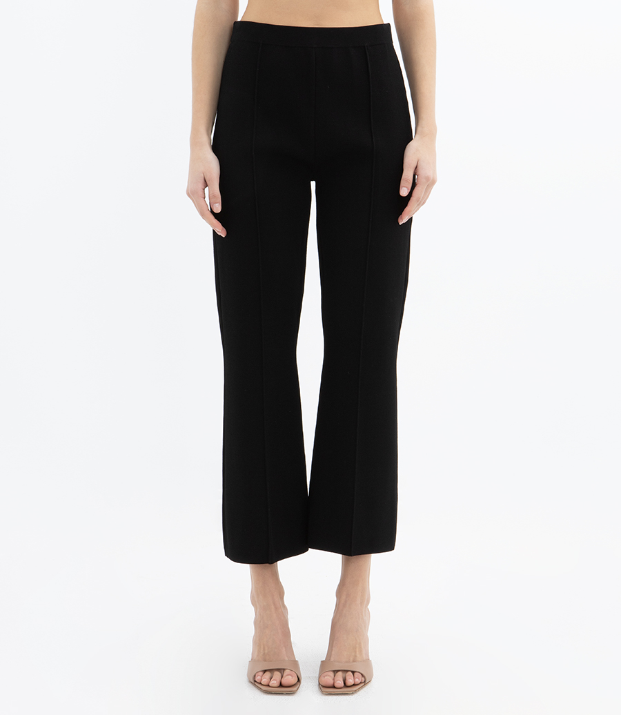 CROPPED FLARE PANT IN CREPE KNIT