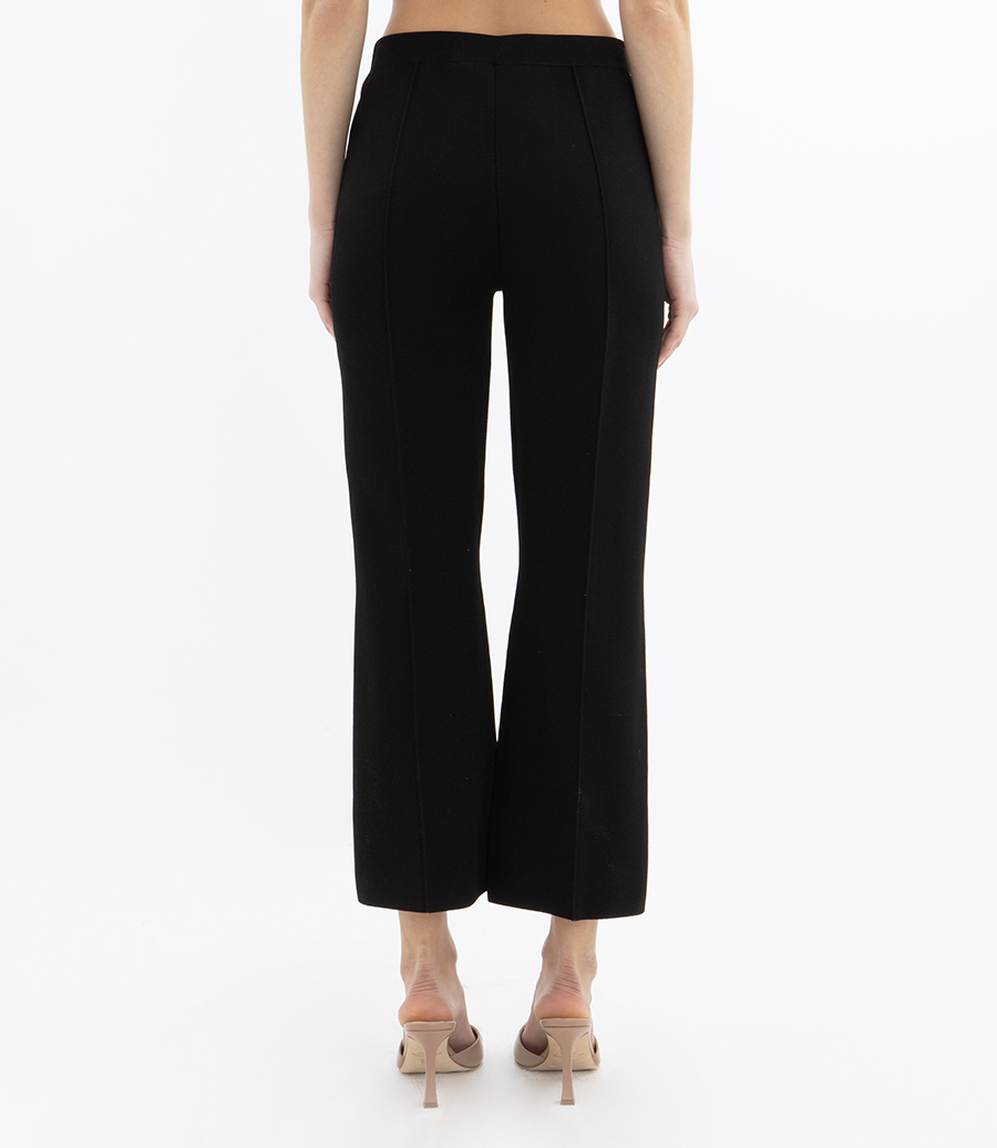 CROPPED FLARE PANT IN CREPE KNIT