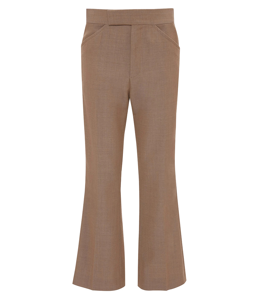 VICTORIA BECKHAM - WIDE CROPPED FLARE TROUSER IN TOBACCO