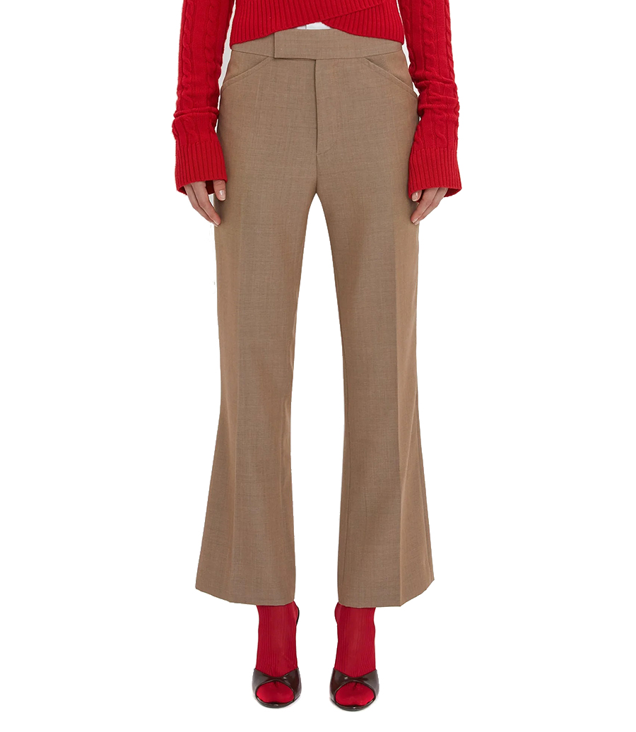 WIDE CROPPED FLARE TROUSER IN TOBACCO