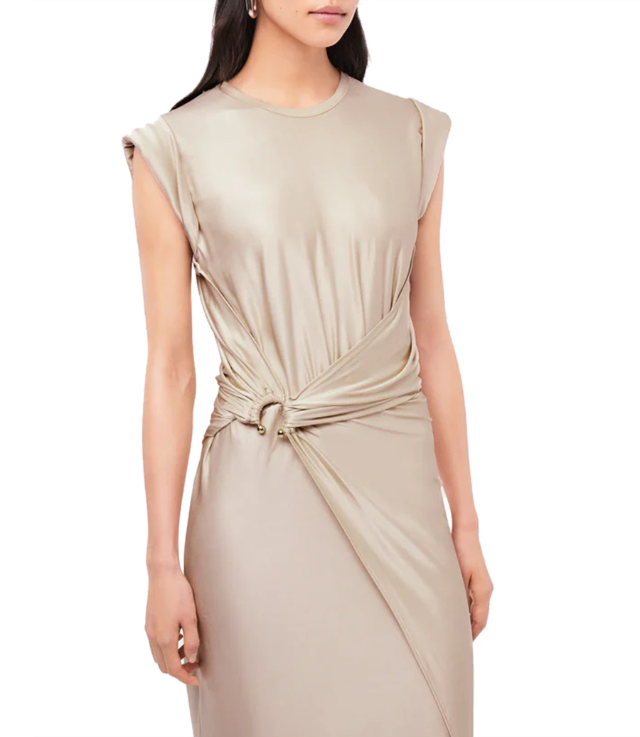 NUDE DRAPED DRESS WITH SIGNATURE PIERCING