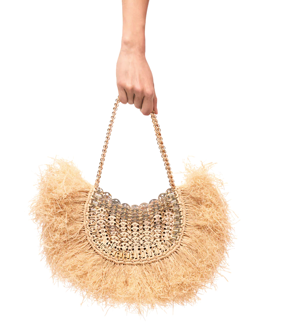 ICONIC 1969 MOON BAG WITH NATURAL RAPHIA FRINGES