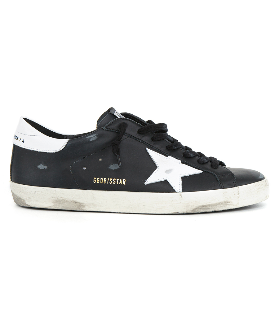 GOLDEN GOOSE  - BLACK LEATHER SUPER-STAR